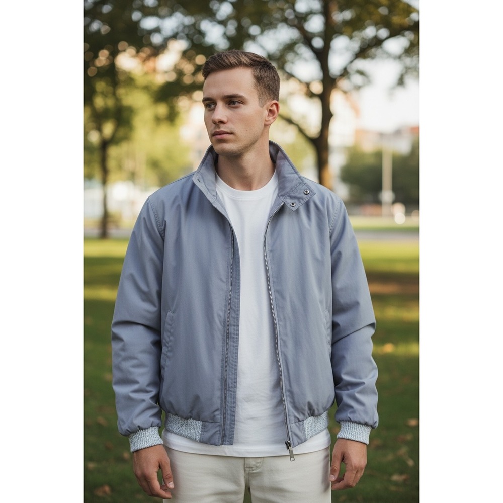 HONNEYWELL TODD Mens XL Tall Blue/Gray Harrington Bomber Jacket Full Zip Vintage